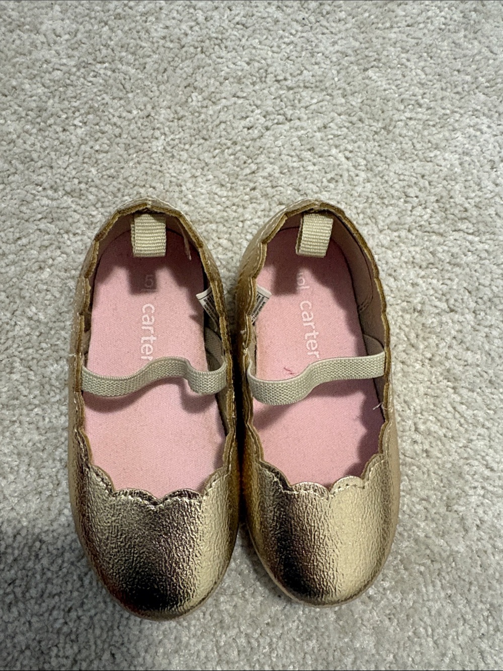 Carter's Gold Metallic Girls Mary Jane Shoes with Pink Insole